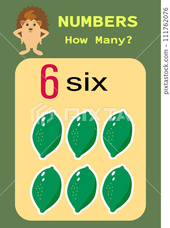 Numbers.Digital card with the image of fruits. Counting game for children. Mathematics worksheet for preschoolers. Numbers.Digital card with the image of fruits. Counting game for children. Mathematics worksheet for preschoolers. 111762076