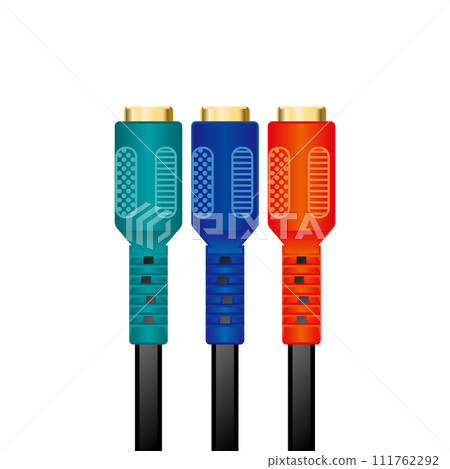Simple illustration_3-color RCA component extension cable Simple illustration_3-color RCA component extension cable 111762292