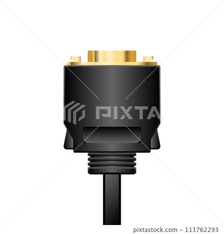 Simple illustration_black D-terminal video cable Simple illustration_black D-terminal video cable 111762293