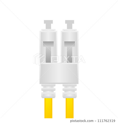 Simple illustration_white fiber optic cable/LC cable 111762319