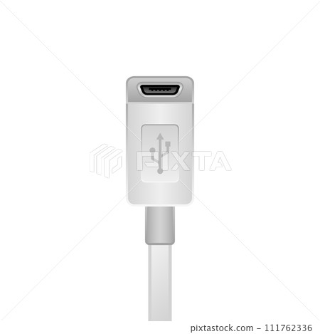 Simple illustration_White Micro USB Type-B 2.0_Female Simple illustration_White Micro USB Type-B 2.0_Female 111762336