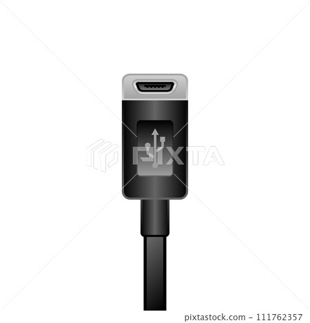 Simple illustration_Black Micro USB Type-B 2.0_Female Simple illustration_Black Micro USB Type-B 2.0_Female 111762357