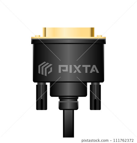 Simple illustration_black DVI cable_back Simple illustration_black DVI cable_back 111762372