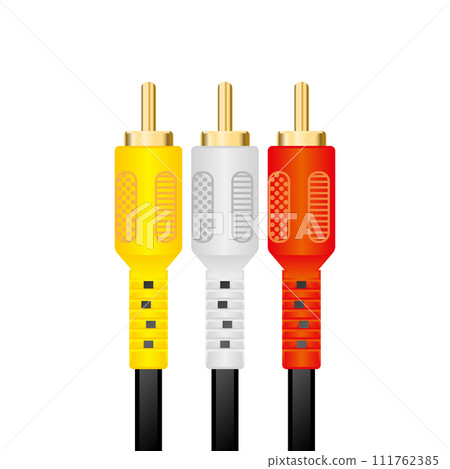 Simple illustration_3-color RCA pin plug Simple illustration_3-color RCA pin plug 111762385