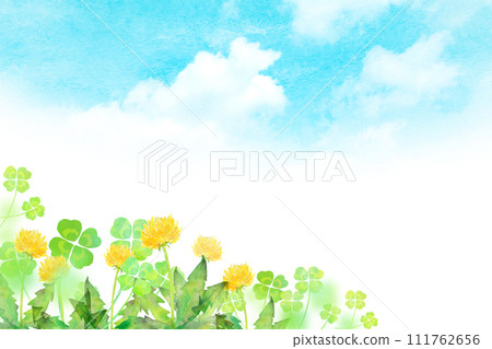 Dandelion and clover background material Dandelion and clover background material 111762656