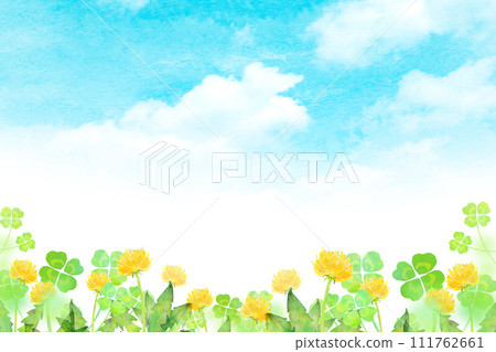 Dandelion and clover background material Dandelion and clover background material 111762661