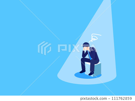 A worried male businessman holding his head 111762859