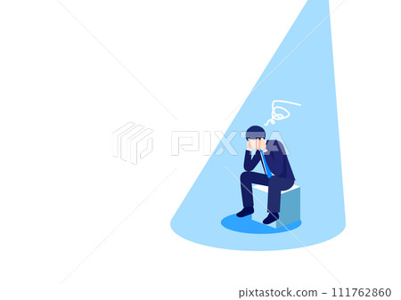 A worried male businessman holding his head A worried male businessman holding his head 111762860