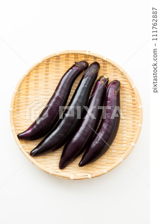 Long eggplant with white background Long eggplant with white background 111762887