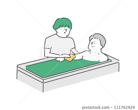 女護理人員協助老人洗澡 女護理人員協助老人洗澡 111762929