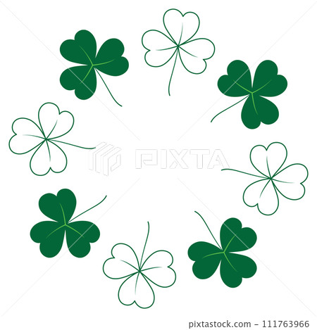 Abstract shamrock frame with top and bottom border in trendy green. Concept for St. Patrick greeting 111763966