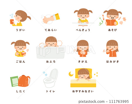 Afternoon children's activities/preparation board illustration material 111763995