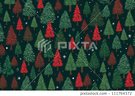 seamless pattern with fir tree branches, Evergreen nature background. Christmas or new year backdrop. AI generative 111764372