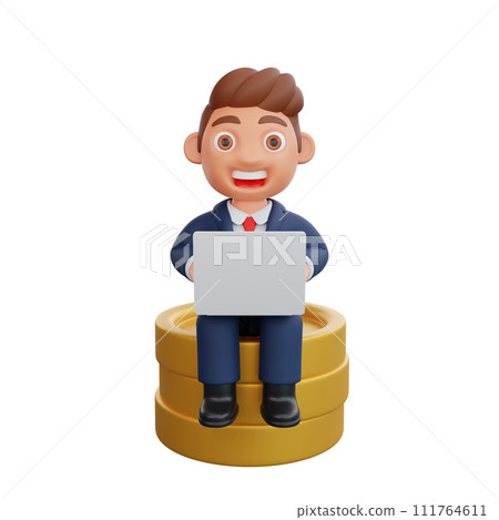 3d Illustration Businessman working on laptop 111764611