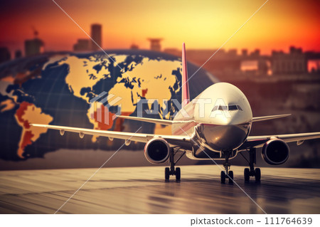 Loading of goods on board a cargo plane, airport , Business logistic. Generative ai 111764639