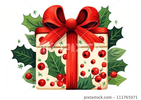 Flat design Christmas gift box element collection on white background. AI generative Flat design Christmas gift box element collection on white background. AI generative 111765071
