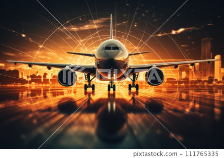 Loading of goods on board a cargo plane, airport , Business logistic. Generative ai 111765335
