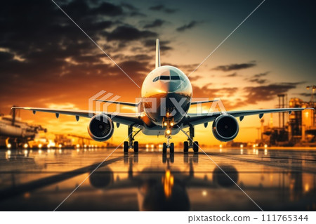 Loading of goods on board a cargo plane, airport , Business logistic. Generative ai 111765344