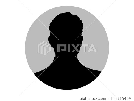 Illustration of a silhouette of a man's face in a round frame Illustration of a silhouette of a man's face in a round frame 111765409