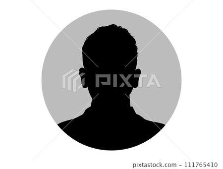 Illustration of a male profile picture face photo in a round frame 111765410