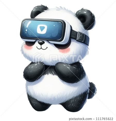 panda with a virtual reality  111765822