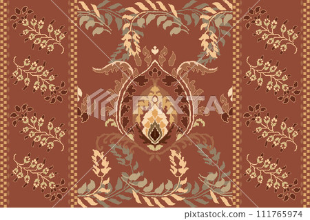 Ikat tribal Indian seamless pattern. Ethnic Aztec fabric carpet mandala ornament native boho chevron textile.Geometric African American oriental traditional vector illustrations. Embroidery style. Ikat tribal Indian seamless pattern. Ethnic Aztec fabric carpet mandala ornament native boho chevron textile.Geometric African American oriental traditional vector illustrations. Embroidery style. 111765974