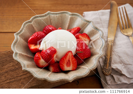 布拉塔起司和草莓卡普雷塞 布拉塔起司和草莓卡普雷塞 111766914