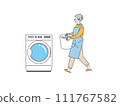 washing machine and senior woman 111767582