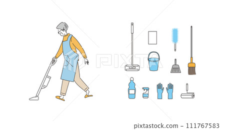 Elderly woman vacuuming Elderly woman vacuuming 111767583