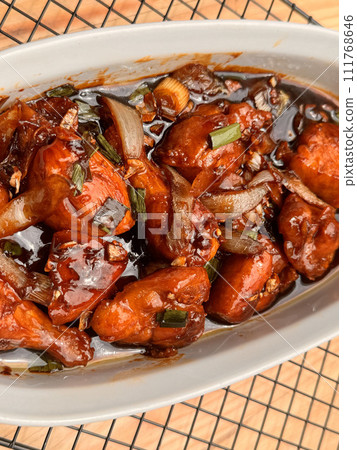 Fried Chicken in Buttery Sweet Soy Sauce asian chinese fusion dish Fried Chicken in Buttery Sweet Soy Sauce asian chinese fusion dish 111768646