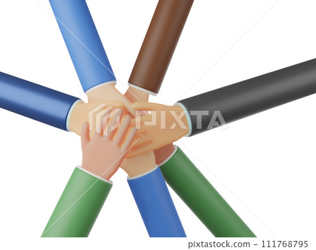 3D illustration of hands together 111768795