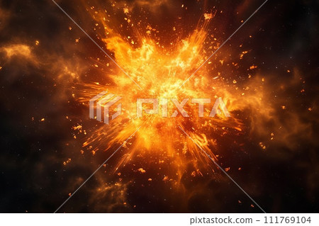 黑色背景上的爆炸影像 111769104
