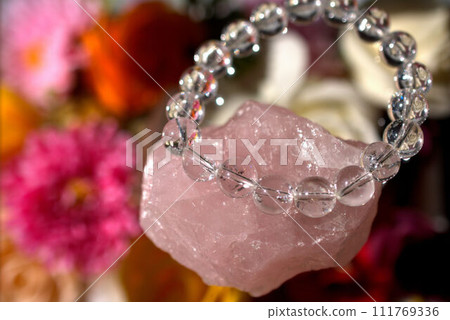 Crystals floating on flowers Crystals floating on flowers 111769336