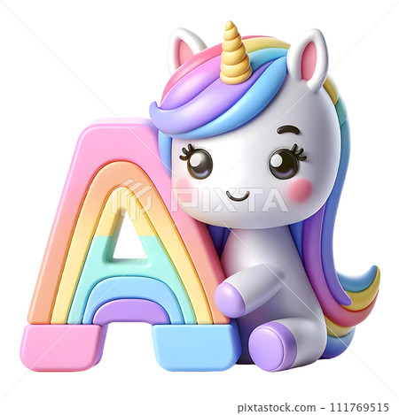 Alphabet letter A with unicorn 111769515