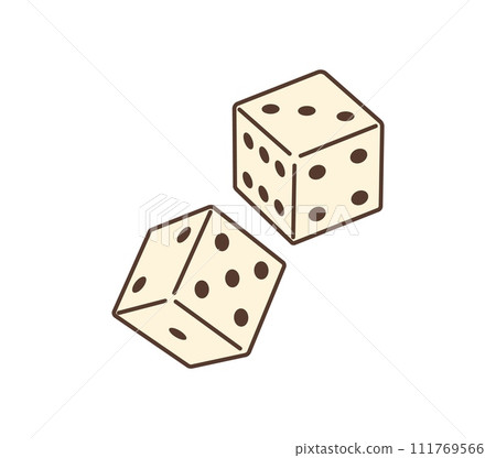 Cartoon retro groovy hippie dices. Isolated vector vintage old style craps. Cubic objects for generating random numbers in board, role-playing and gambling games, marked with dots or pips on each side 111769566