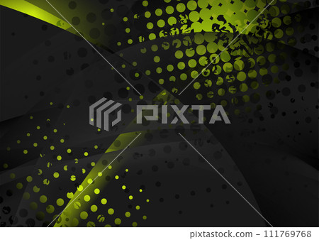 Green glossy flowing waves and halftones abstract background Green glossy flowing waves and halftones abstract background 111769768