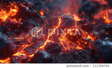 Coal mining concept. Close up shot of coal with sparks. 111769784
