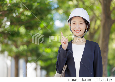 woman wearing a helmet 111770146