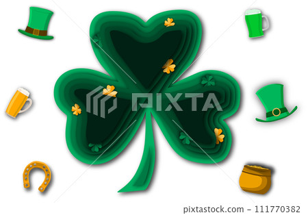 Illustration on theme beautiful shape banner in style paper cut for celebrate holiday patricks day 111770382