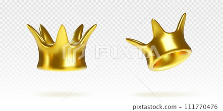 Golden king crown in different angles. 111770476