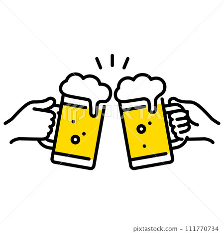 Icon toasting with beer mugs Icon toasting with beer mugs 111770734