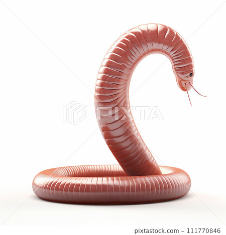 Beautiful big wild earthworm looking forward is shown in full length, Ai generated 111770846