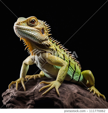 Beautiful big beast lizard looking forward is shown in full length, Ai generated 111770862