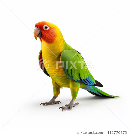 Beautiful big wild parrot looking forward is shown in full length, Ai generated 111770873