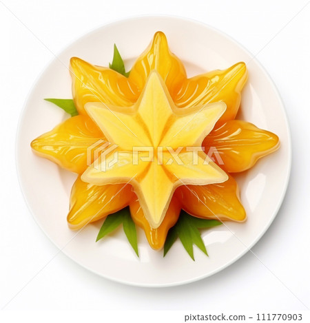 Juicy delicious carambola lies on beautiful plate, Ai generated Juicy delicious carambola lies on beautiful plate, Ai generated 111770903