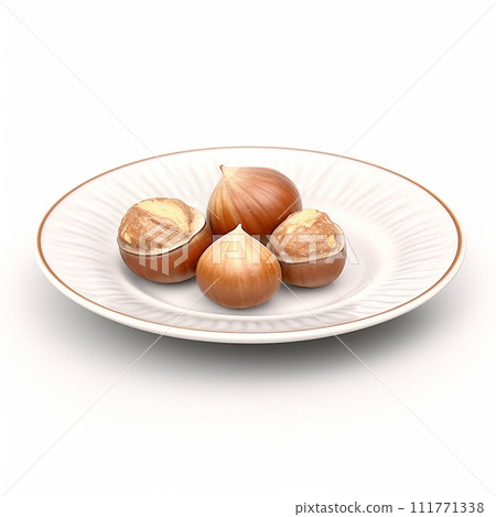 delicious nut hazelnut lies on beautiful plate, Ai generated 111771338