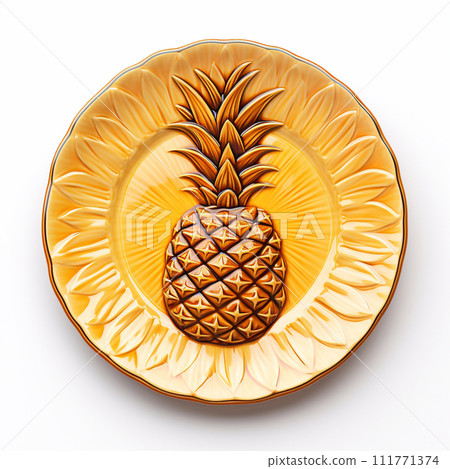 Juicy delicious pineapple lies on beautiful plate, Ai generated 111771374