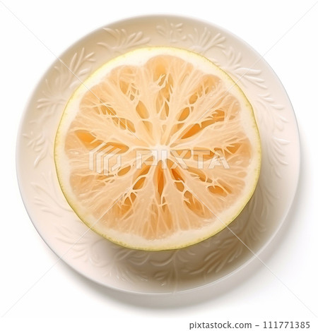 Juicy delicious pomelo lies on beautiful plate, Ai generated 111771385
