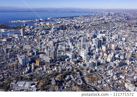 從千葉市/千葉站鳥瞰東京灣 111771572