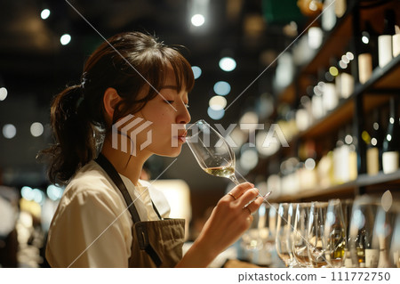 Young female sommelier AI image 111772750